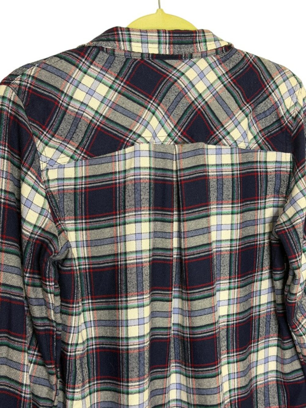 Maurices Flannel Shirt Top Blouse Plaid Blue White Green Red M - Picture 5 of 8